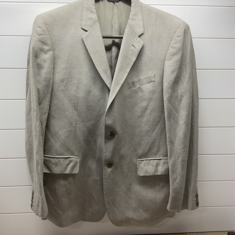Calvin Klein Collection Grey Wool Linen Blazer Sport Coat Size 54 Regular